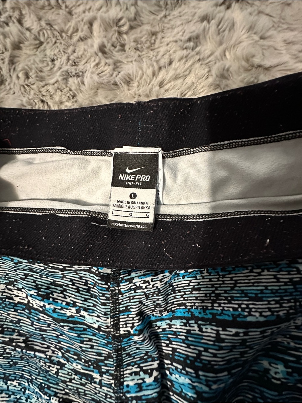 Nike Blue Black Marled NIKE PRO Leggings - Picture 5 of 5
